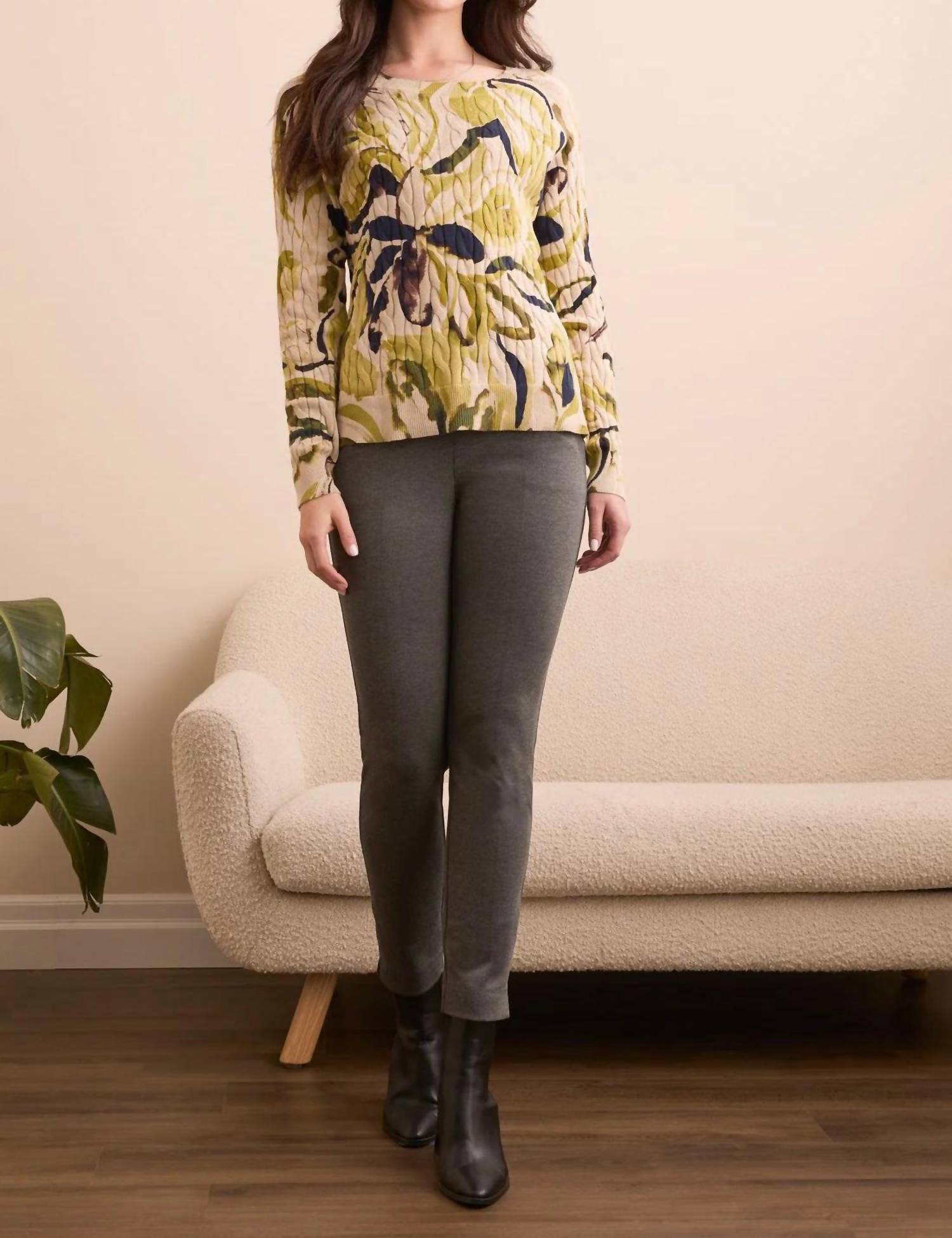 Tribal - Cable Cotton Crew Neck Sweater