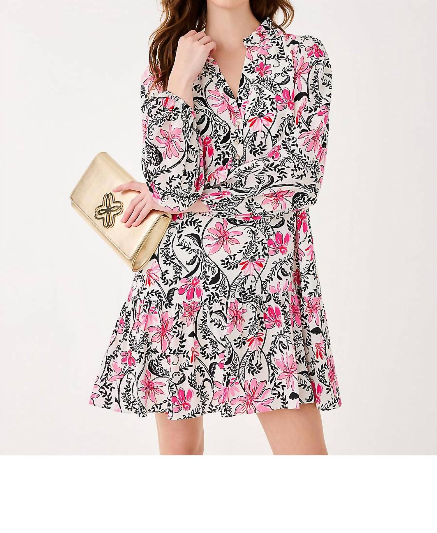 Lilly Pulitzer Evaline Silk Dress in coconut sunshine seekers - women's dress