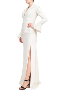 Jovani - Crepe Side Slit Column Silhouette Gown