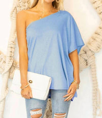 Ninexis - One Shoulder Draped Top
