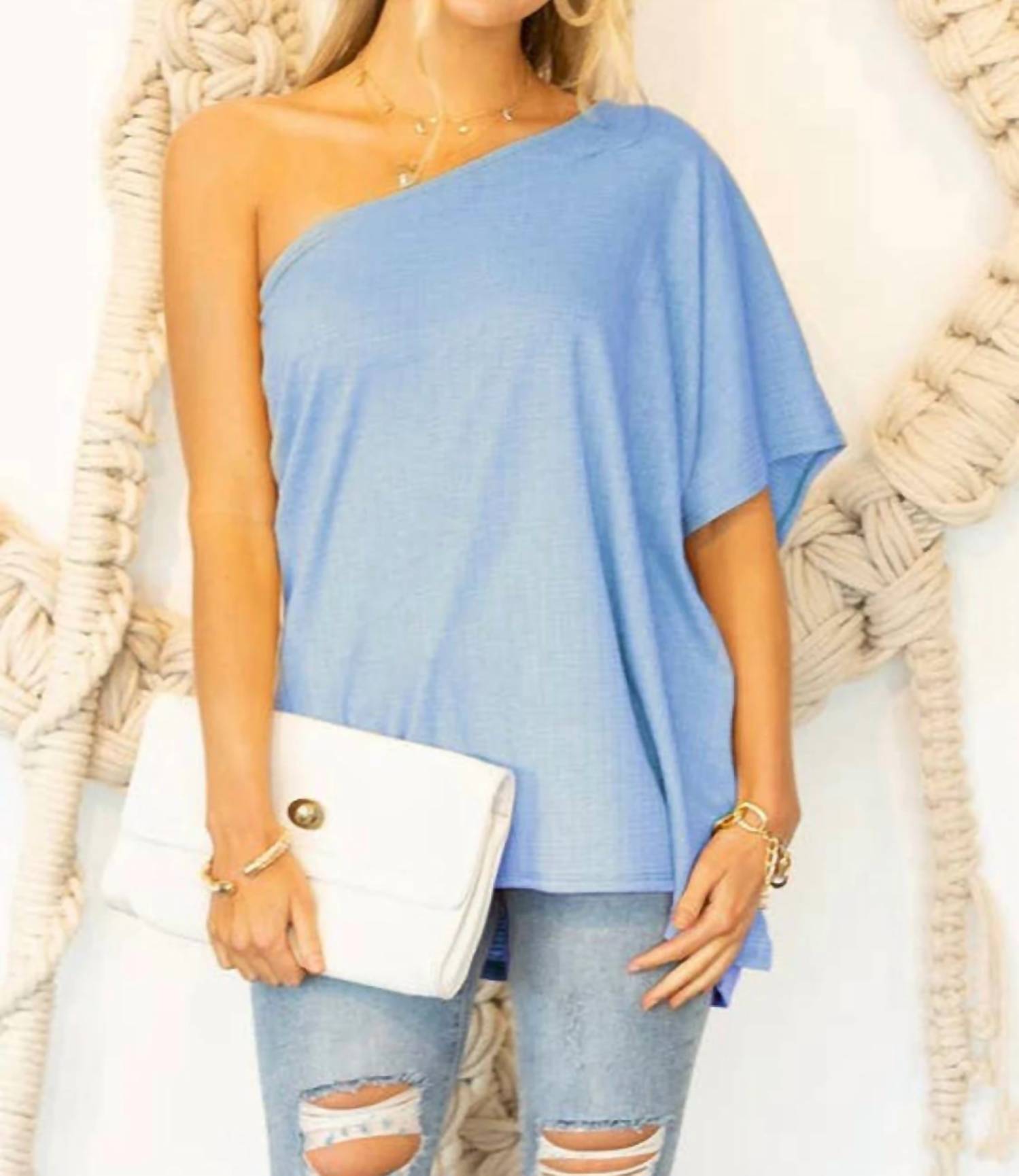 Ninexis - One Shoulder Draped Top