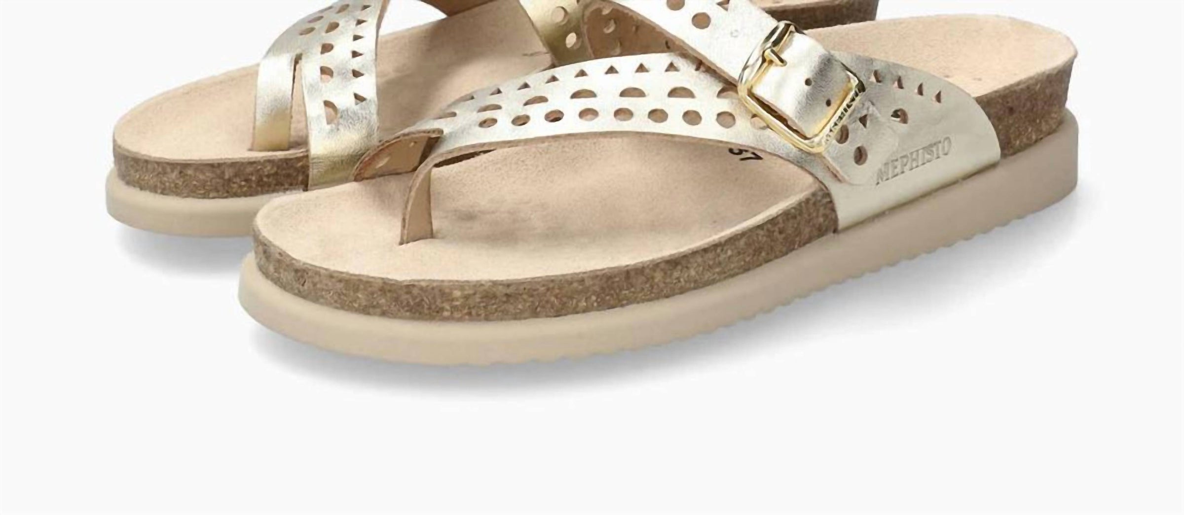 MEPHISTO Women's Helena Perf Sandals in gold - women's sandal - detail view