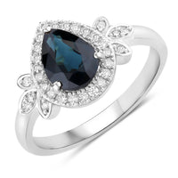 Diana M Jewels Women's Pear Natural Blue Sapphire Fashion Ring (1.54 Ct) - Classic in 14k white gold - women's jewelry