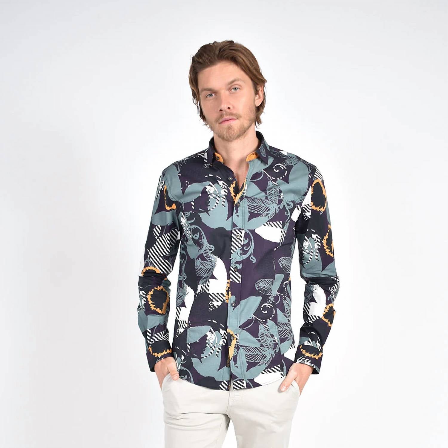 Eight X - Pixelated Garden Print Shirt