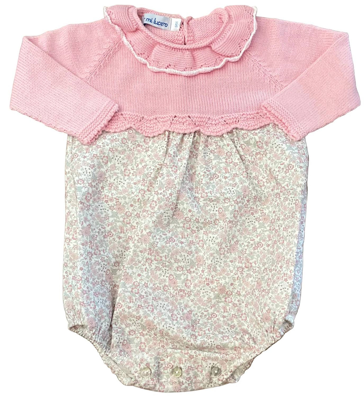Mi Lucero - Girl's Floral Sweater Knit Bubble Romper