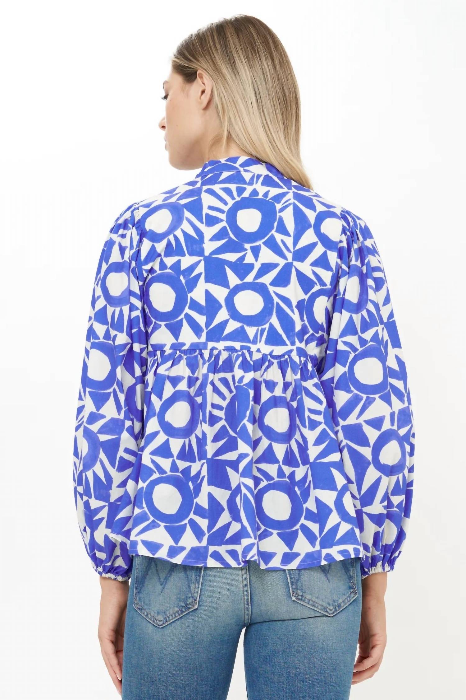 Oliphant - Mandarin Long Balloon Sleeves Top