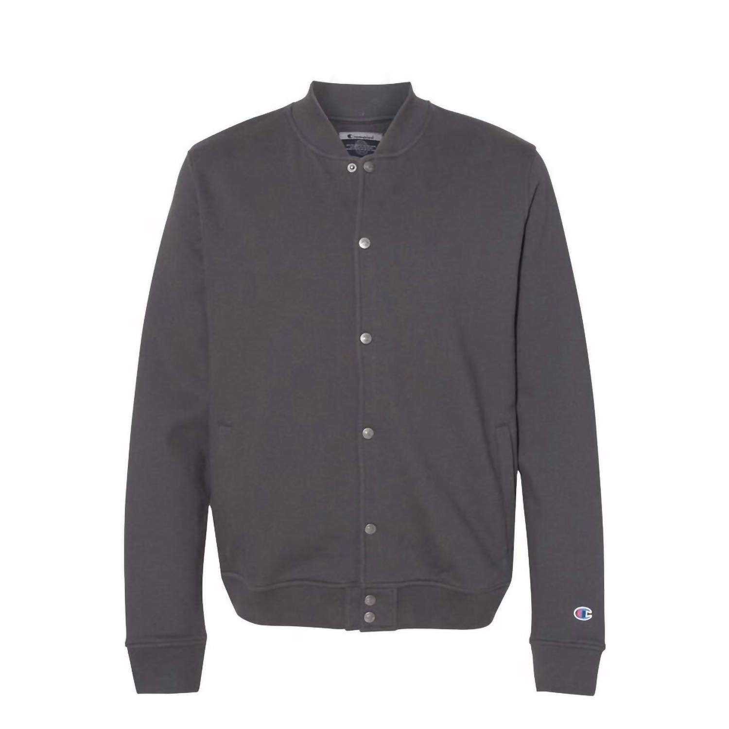 Champion Men Varsity Bomber Jacket in charcoal gray - men's jacket