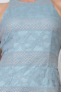 Adrianna Papell - Crewneck Racer Zipper Back Lace Dress
