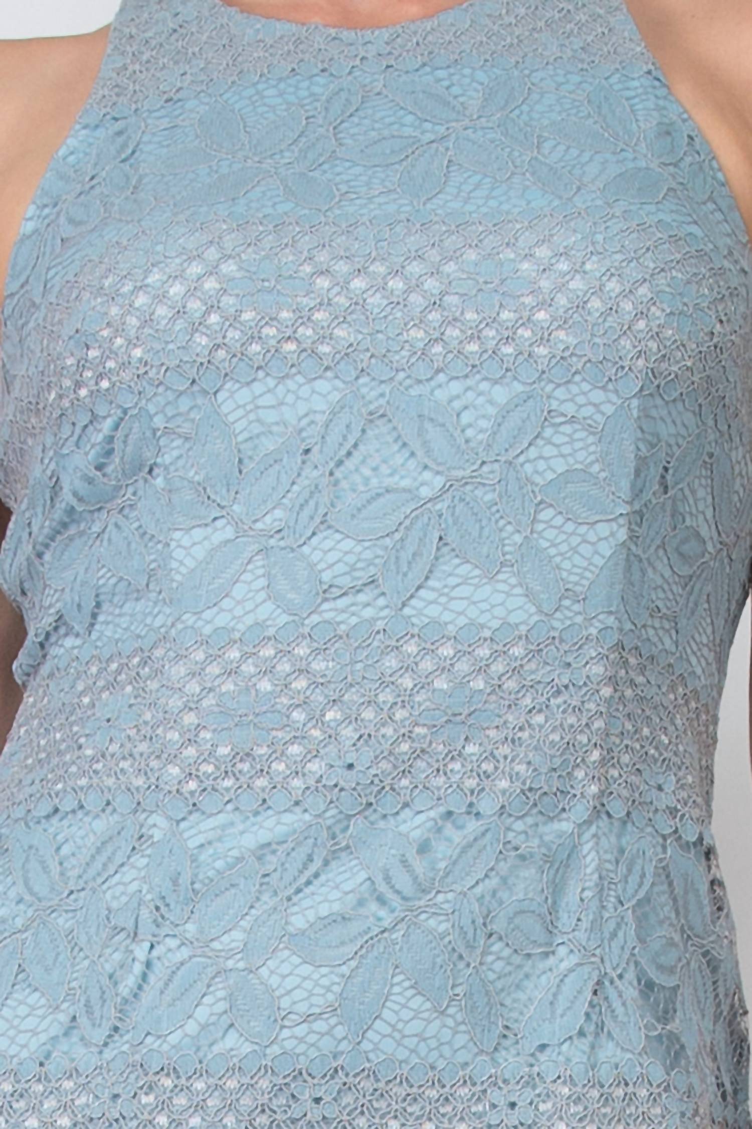 Adrianna Papell - Crewneck Racer Zipper Back Lace Dress