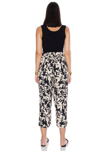 Velvet Heart Claudette Floral Cropped Palazzo Pants in black cream - women's pants - alternate view