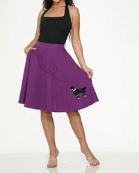 Orchid Bloom - Embroidered Poodle Swing Skirt
