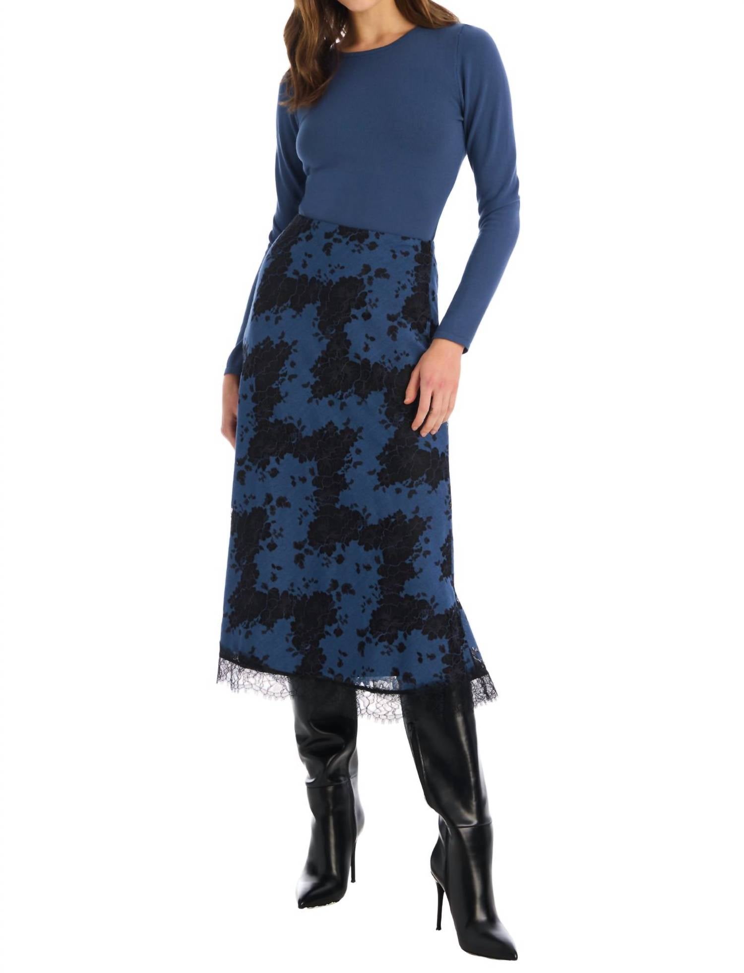 ALLISON NEW YORK Solid Rita Top in blue - women's long sleeve top