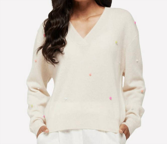 Brodie Cashmere - Little Pom Millie V-neck Jumper