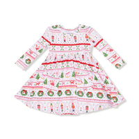 Angel Dear - Girl's Sugar Plum Fairy Nutcracker Fair Isle Bamboo Long Sleeve Twirl Dress