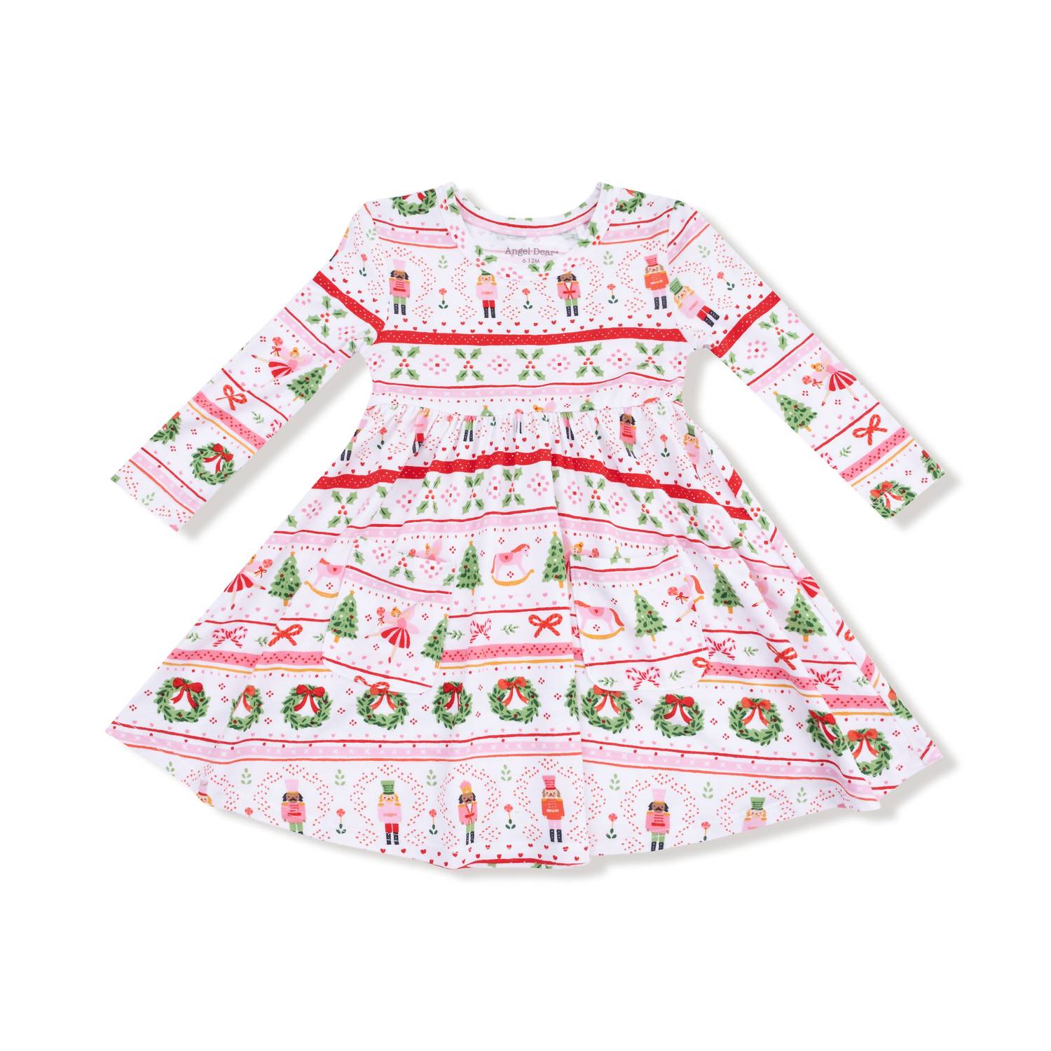 Angel Dear - Girl's Sugar Plum Fairy Nutcracker Fair Isle Bamboo Long Sleeve Twirl Dress