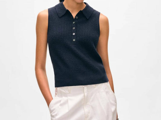 White + Warren - Cashmere Sleeveless Polo Top