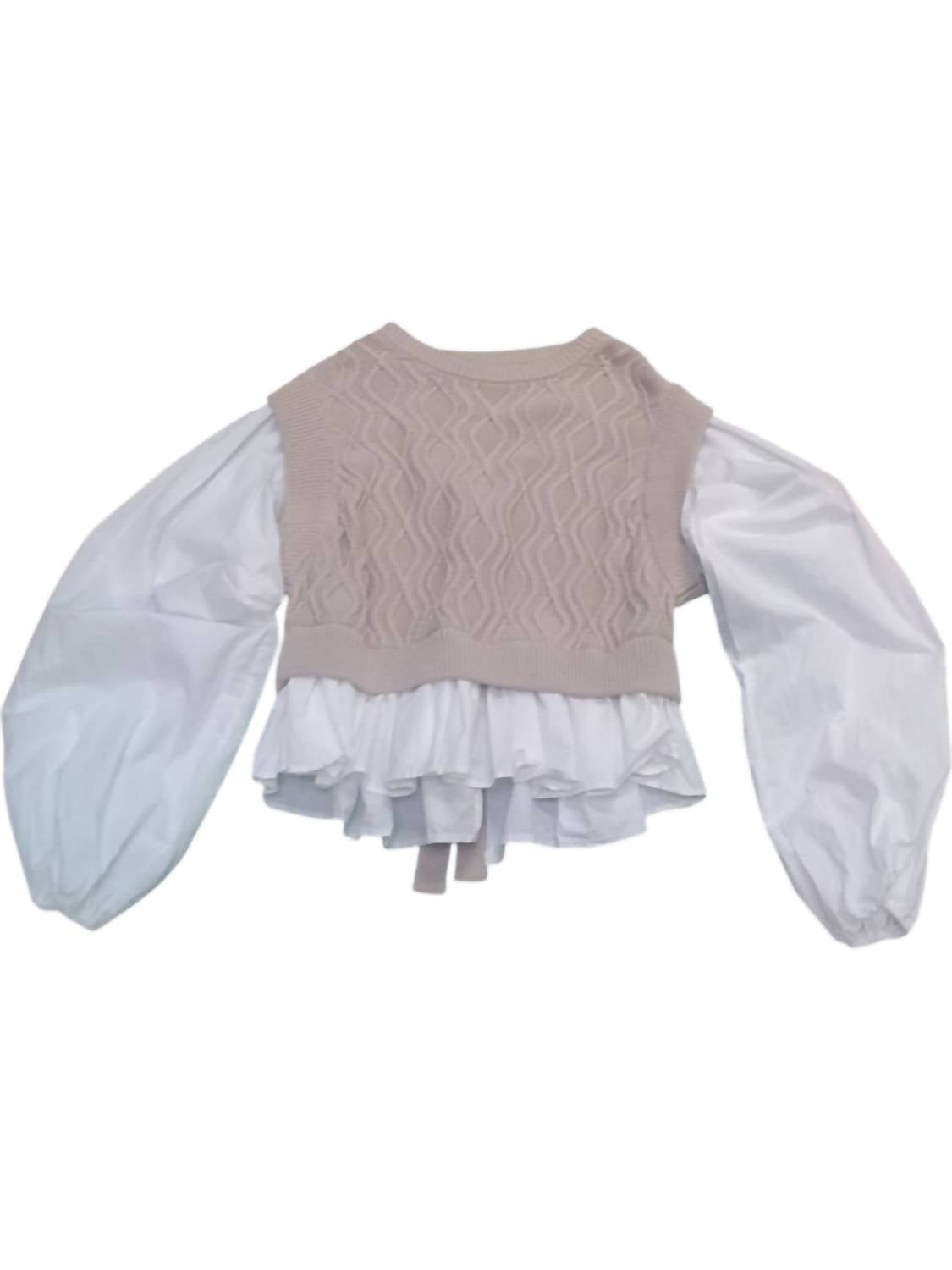 Mable - Sweater Vest With Blouse