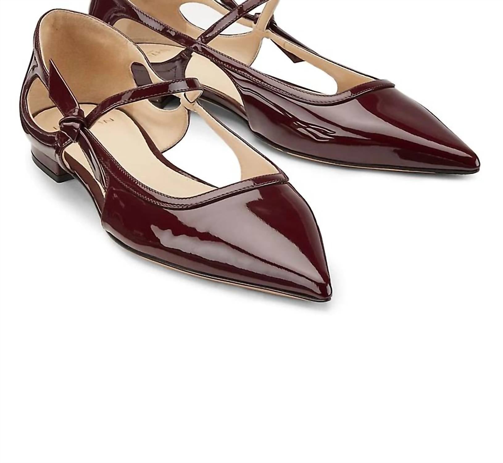 ALEXANDRE BIRMAN Women's Vernice Puff Flats in cherry lacquer - women's flats - detail view