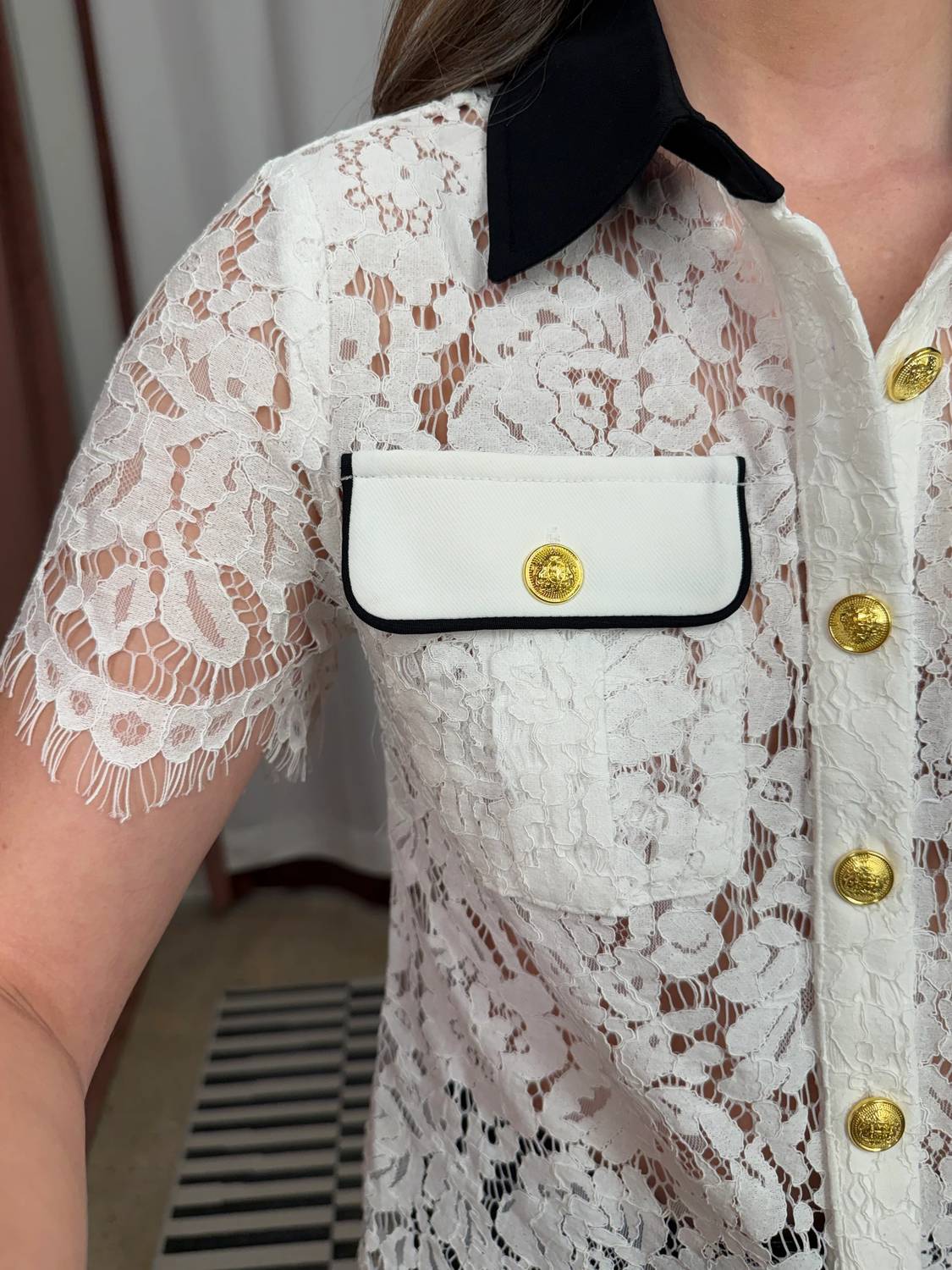 Self-Portrait - Floral Lace Collar Top