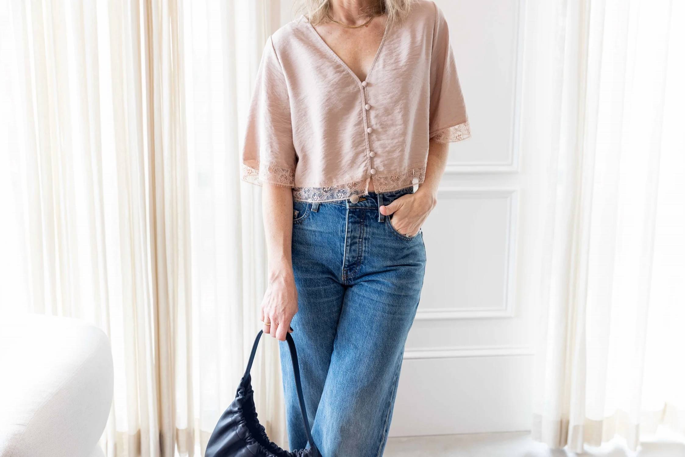 Sablyn - Simone Short Sleeve Button Down Top With Lace