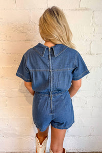 day + moon Tailgate Jarty Romper in denim - women's pants - detail view
