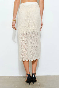 Ina Fashion - Charlotte Floral Lace Button-front Midi Skirt