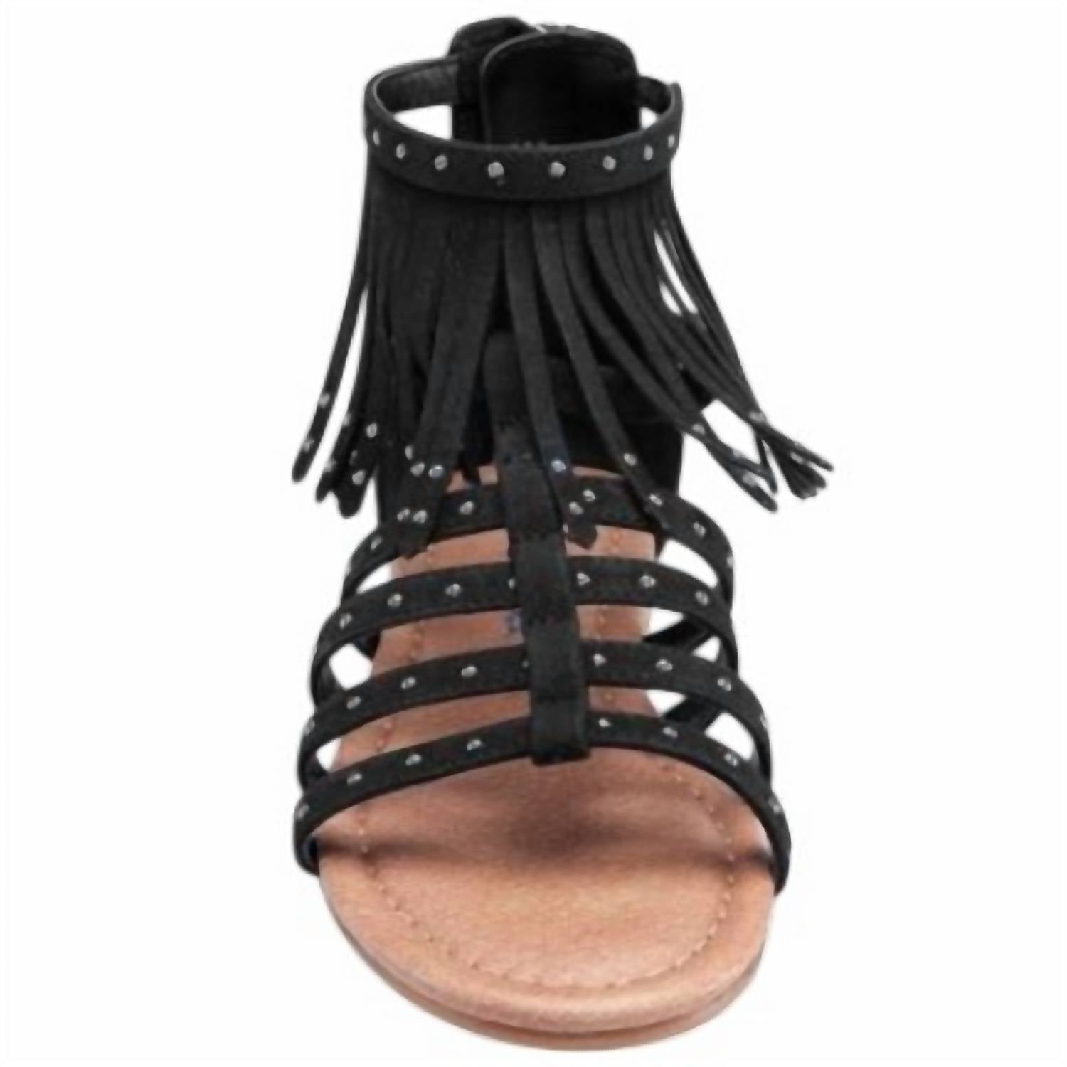 Nina Women's Cybil Fringe Sandals in black suede - women's sandal