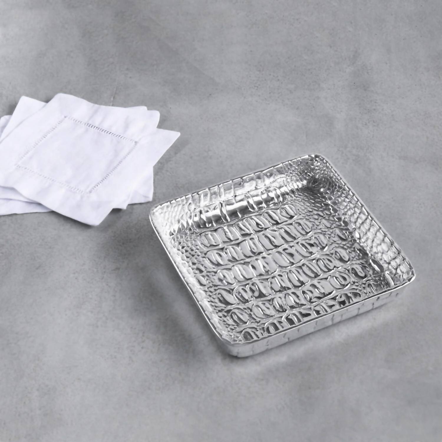 Beatriz Ball Pieles Croc Beverage Napkin Holder in silver - item - detail view