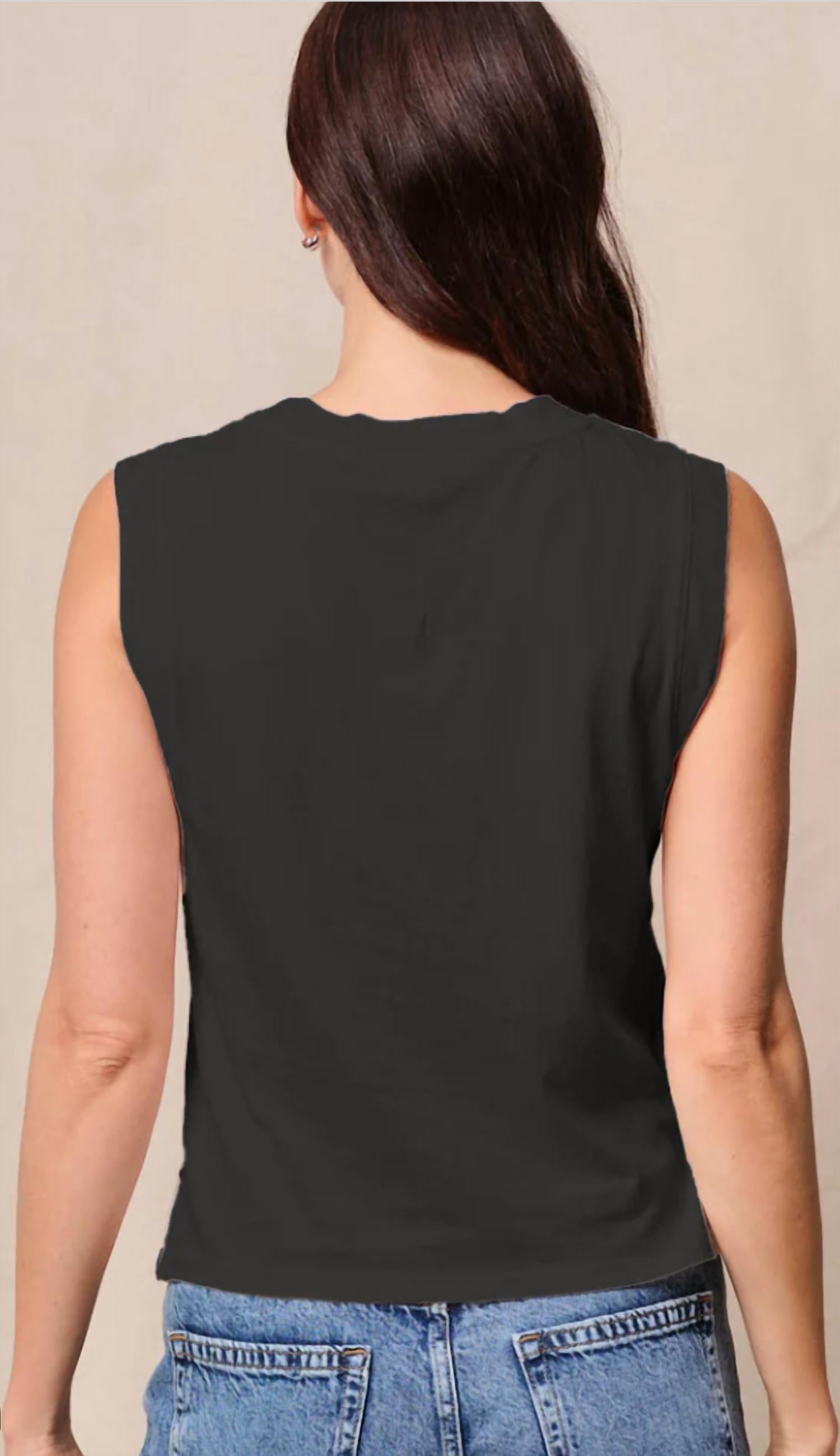 STATESIDE Cloud Jersey Muscle Tank in black - women's shirt - alternate view