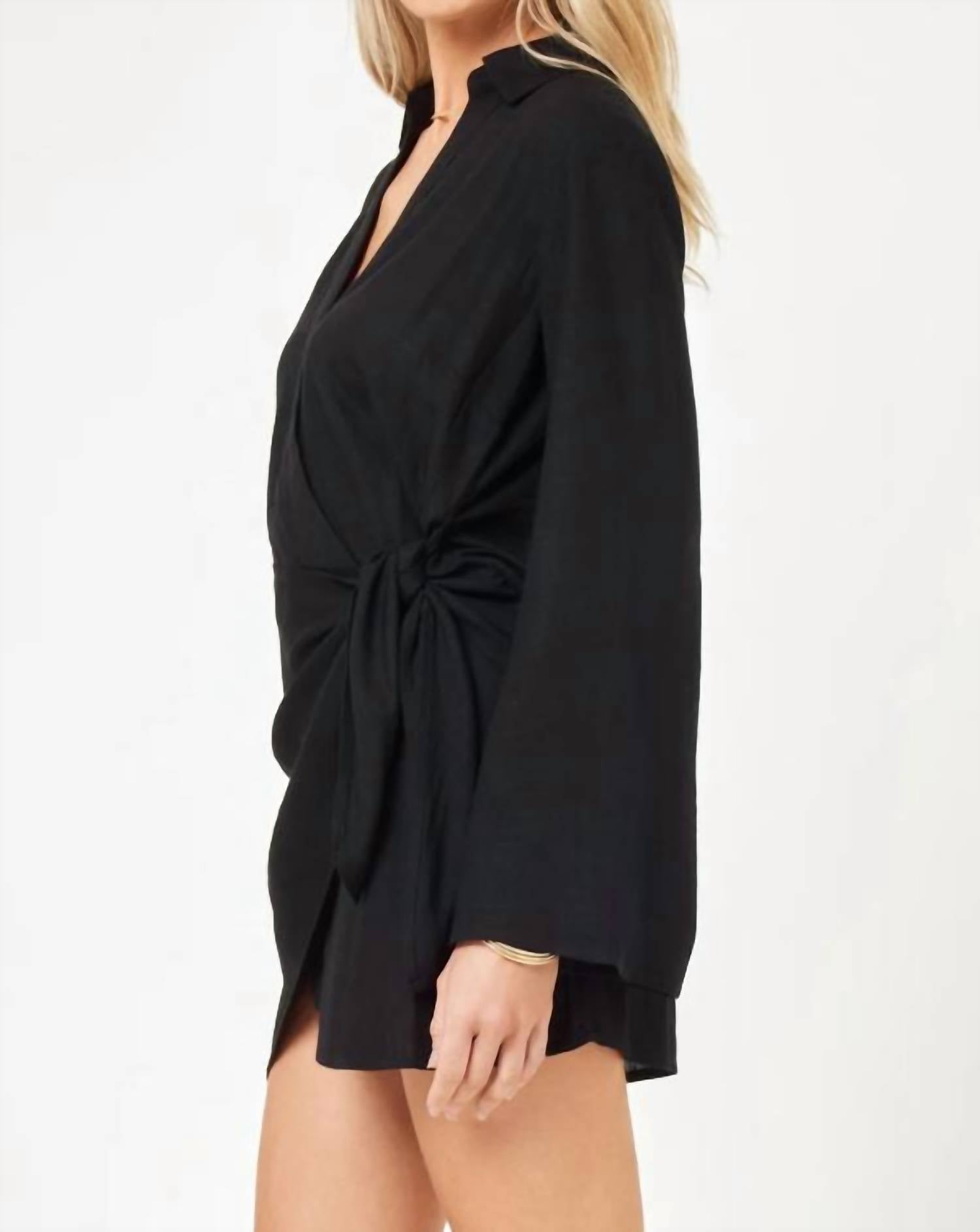 L*SPACE Las Palmas Mini Dress in black - women's dress - detail view