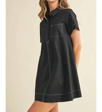 TCEC Raven Shirt Dress With Stitch Contrast in black - women's dress - detail view