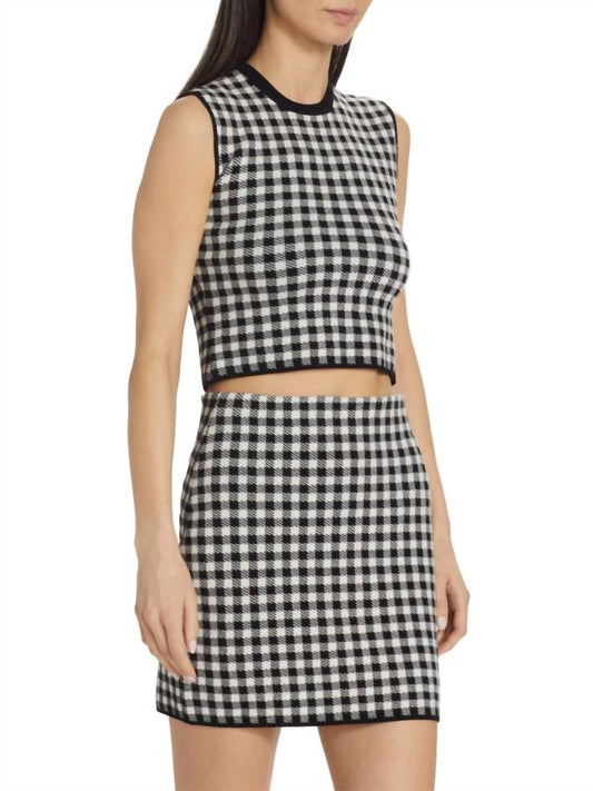 Atm - Shepherd Check Jacquard Cropped Sweater