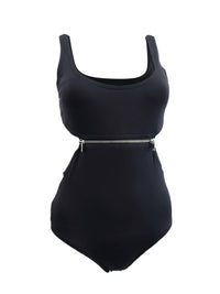 MICHAEL KORS Zip Trim Cutout One Piece Swimsuit in black - women's swimwear - alternate view