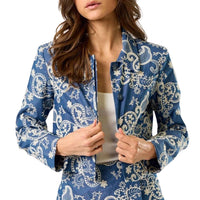 Lalavon - Floral Embroidery Button-Front Jacket