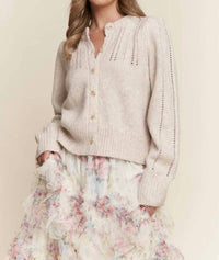 J.Nna - Soft Knit Eyelet Button Cardigan
