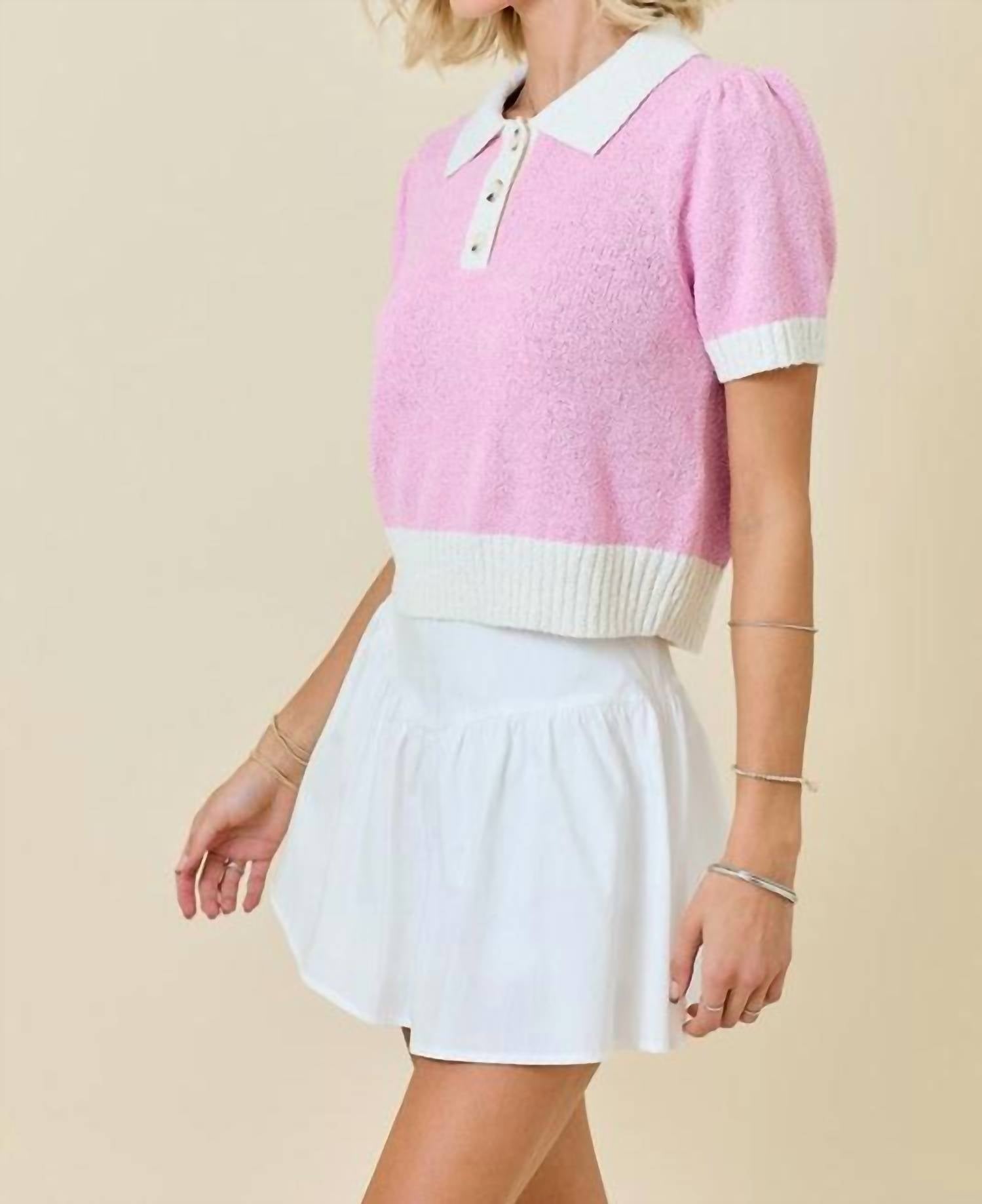 Day + Moon - Sweater Terry Polo Top