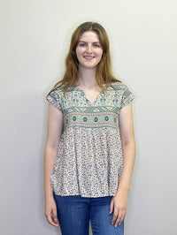 Papillon - Ditsy Peasant Short Sleeve Top