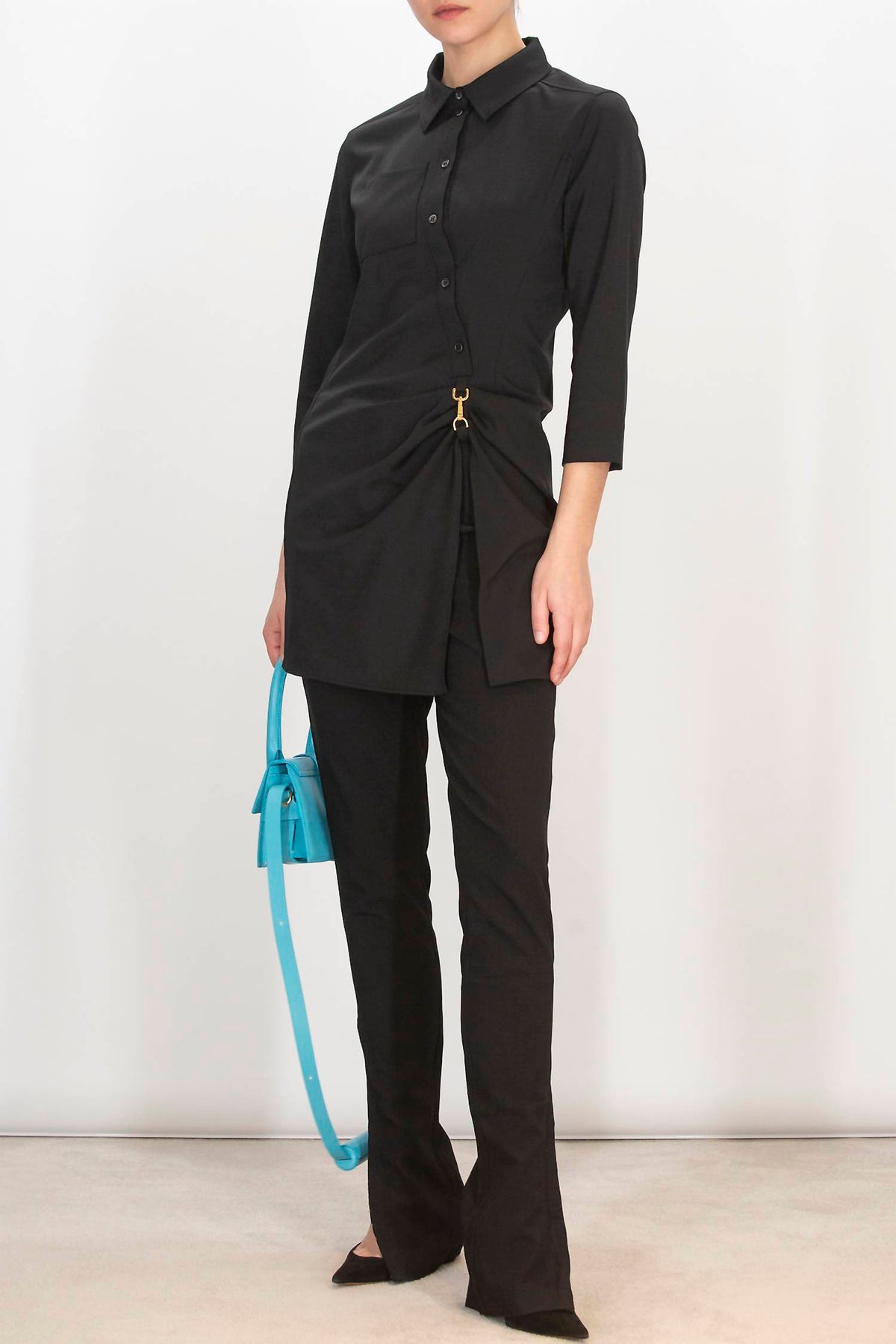 Jacquemus Pre-loved Le Pantalone Trousers With Slit Ankle And Hook & Eye in black - women's pants - detail view