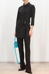 Jacquemus Pre-loved Le Pantalone Trousers With Slit Ankle And Hook & Eye in black - women's pants - detail view
