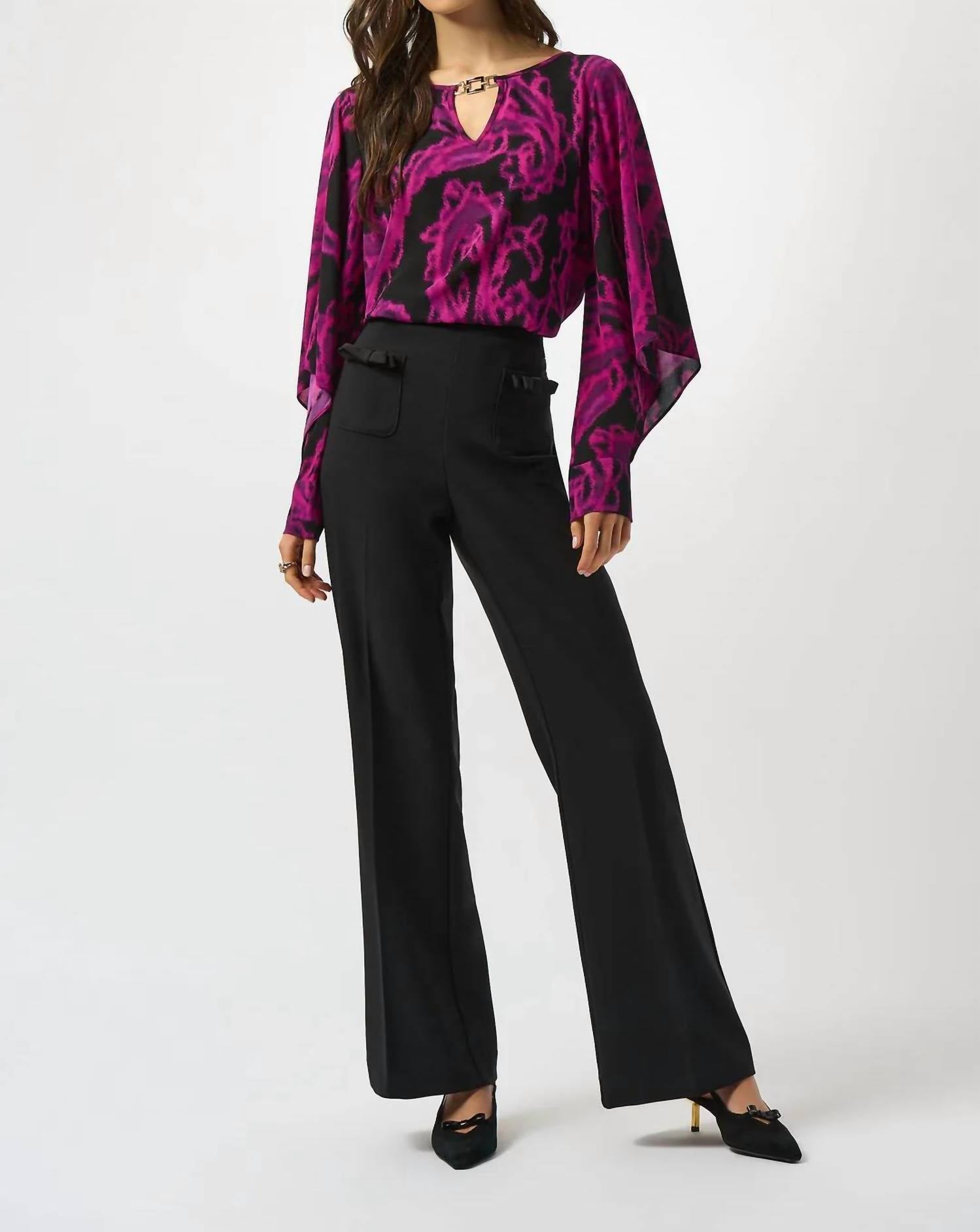 Joseph Ribkoff - Bow Pockets Pull On Flared Pant