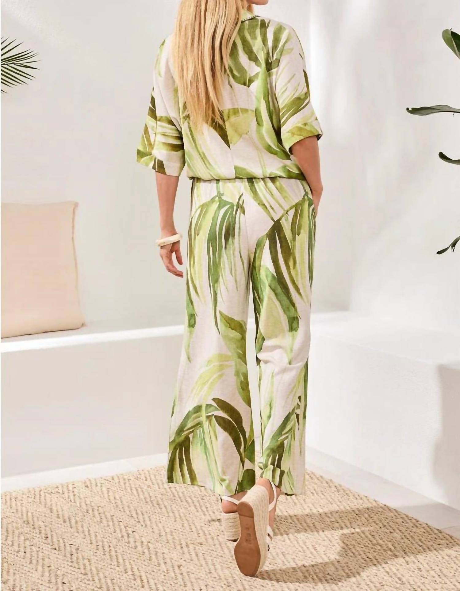 Tribal - Flowy Linen Dolman Elbow Sleeve Blouse