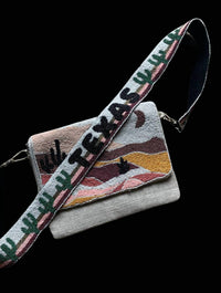 Pink & Silver - Women's Hand Beaded Crossbody Texas Strap