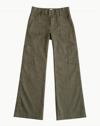 BEVY FLOG Rose Cargo Wide Leg Pant in green croc - women's pants - detail view