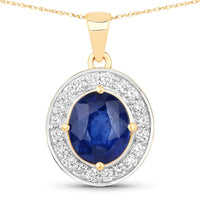 Diana M Jewels Women's Oval Natural Sapphire Pendant Necklace (2.87 Ct) - Signature in 18k yellow gold - women's jewelry
