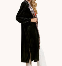 umgee Viola Velvet Kimono Dustero in black - women's jacket - alternate view