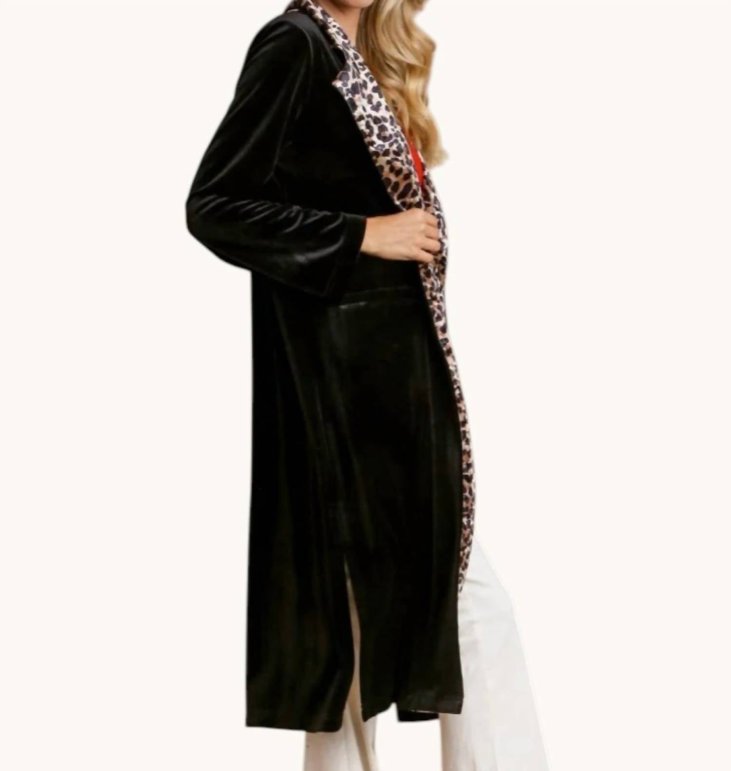 umgee Viola Velvet Kimono Dustero in black - women's jacket - alternate view