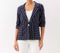 Karen Kane - Stripe Ruched Sleeve Jacket