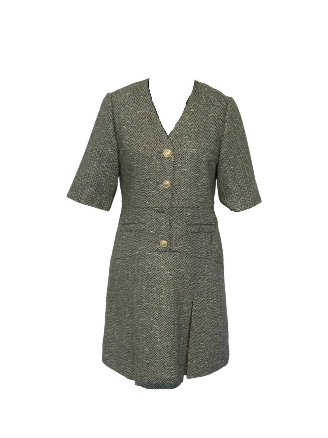 Boho Chic - Women's Tweed Pleat Detail Dress
