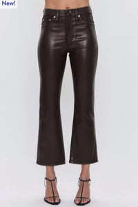 PISTOLA Lennon Coated Ankle Flare Jeans in coated mocha - women's jeans
