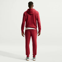 NIKE Men's Club Fleece Pull Over Hoodie in crimson white - men's shirt - detail view